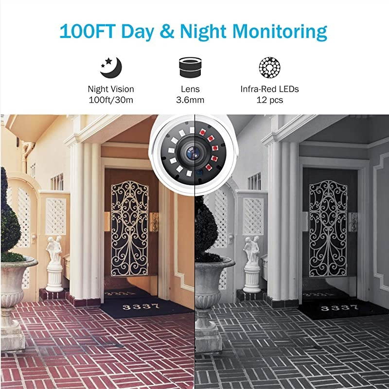 1080P CCTV Home Surveillance Bullet Camera Security Camera with IP66 Weatherproof and Dustproof for Outdoor Use