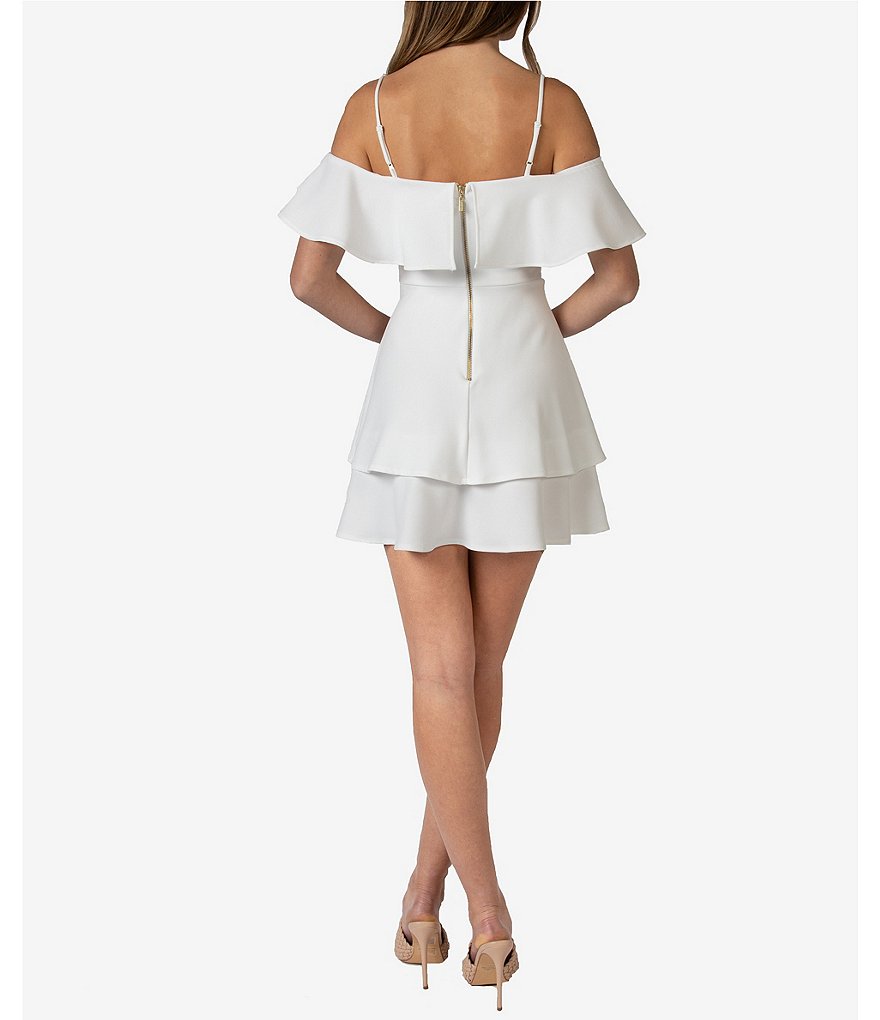 B. Darlin Off-The-Shoulder Pop-Over Skater Dress