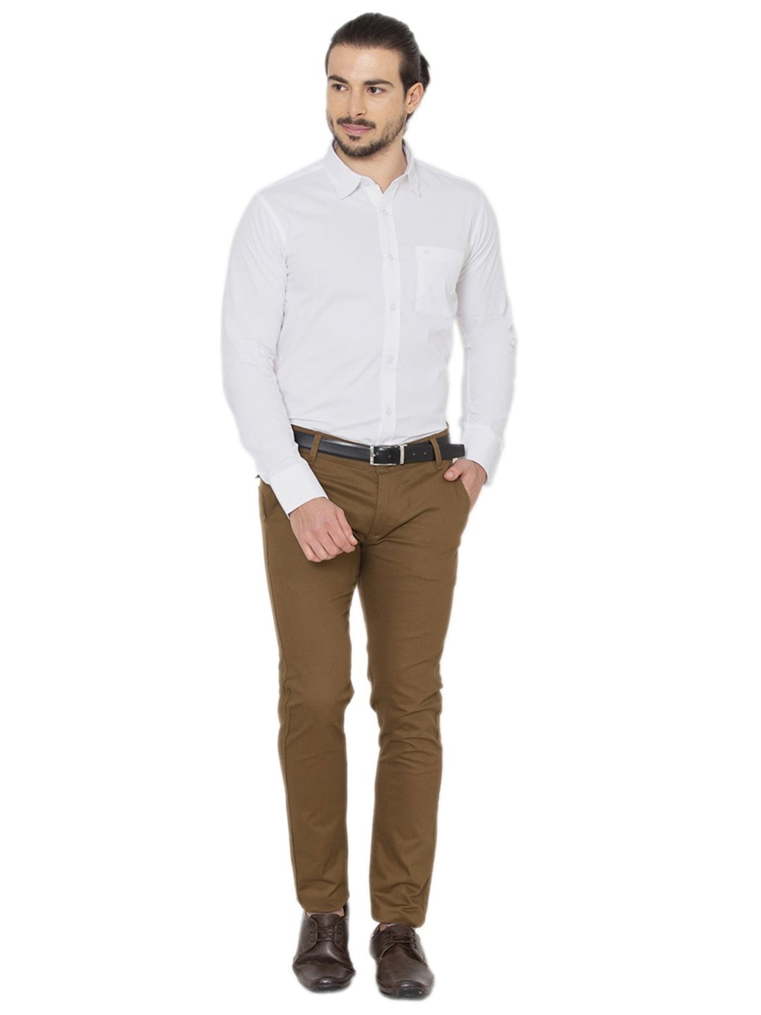 Allen Cooper White Cotton Regular Fit Shirts