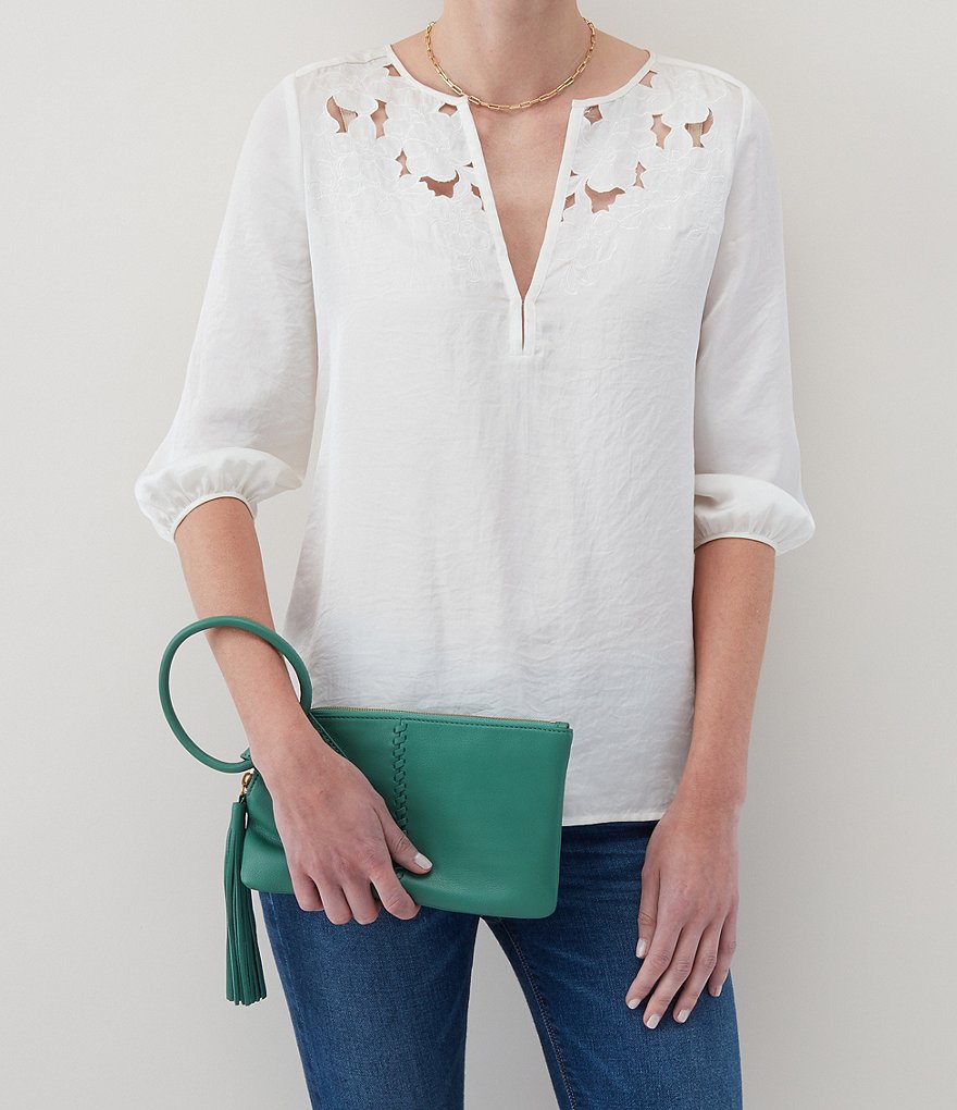 HOBO Sable Ring-Handle Leather Wristlet