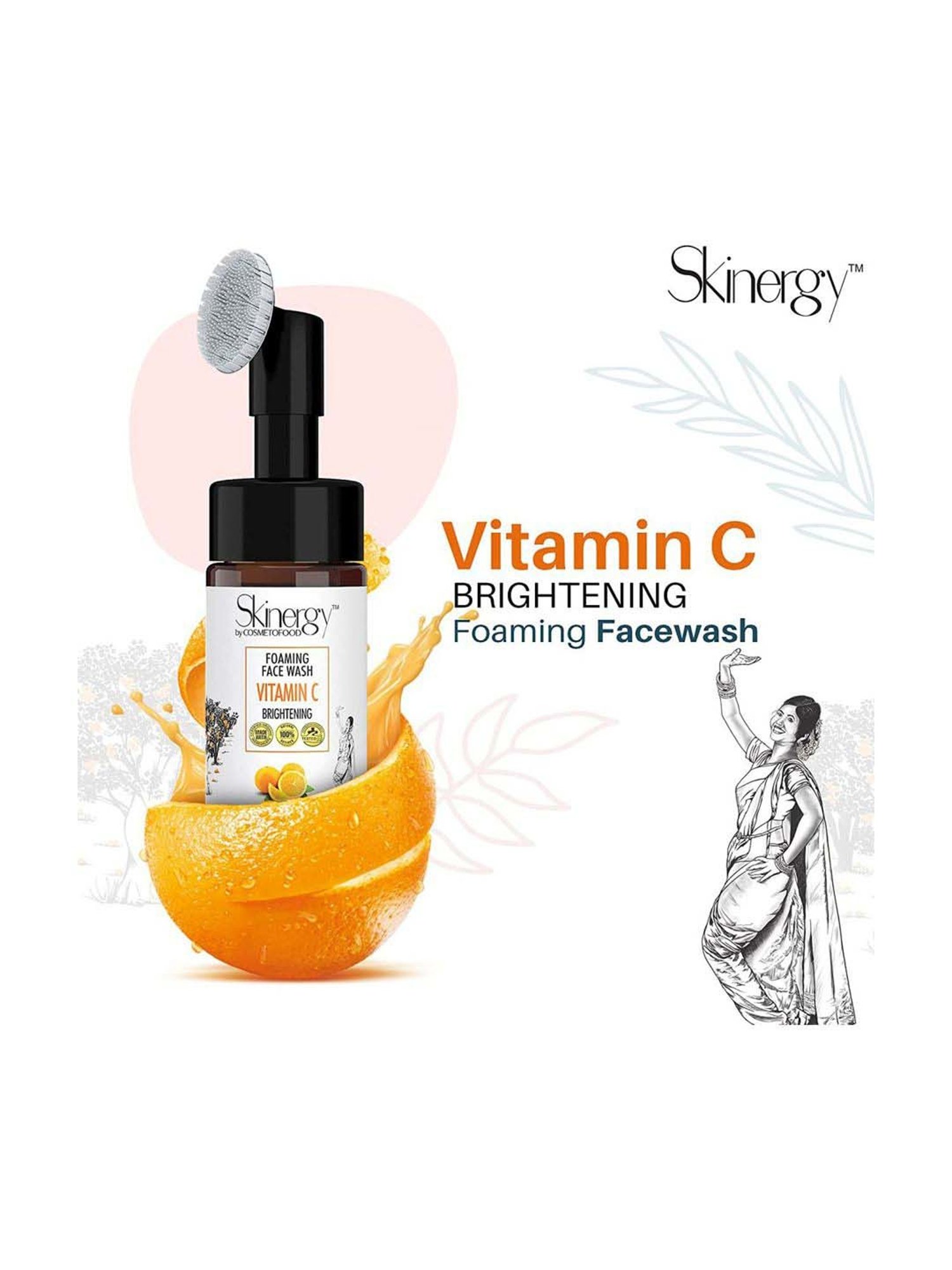 Cosmetofood Skinergy, Vitamin-C Foaming Face Wash Enriched with Nagpur Oranges - 100 ml