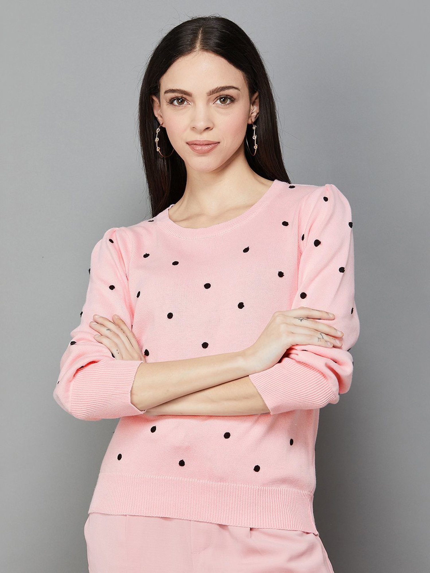 Code by Lifestyle Pink Cotton Embroidered Sweater