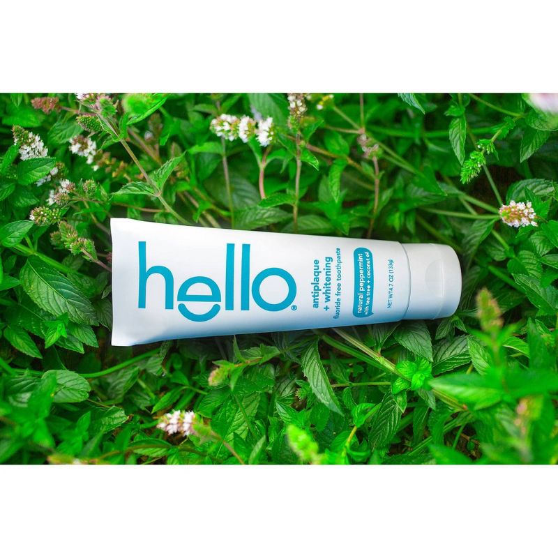 hello Antiplaque and Whitening Fluoride Free Toothpaste , sls Free and Vegan , 4.7oz