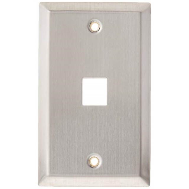 Leviton 43080-1S1 QuickPort Wallplate, Single Gang, 1-Port, Stainless Steel