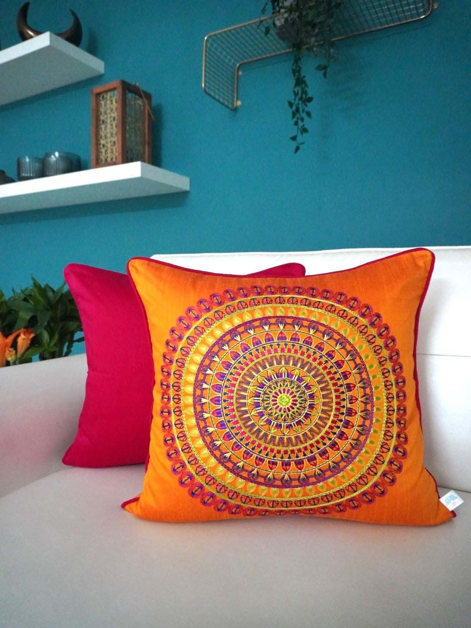 Swayam Multicolor Cotton 40 cm x 40 cm Cushion Covers - Set of 2