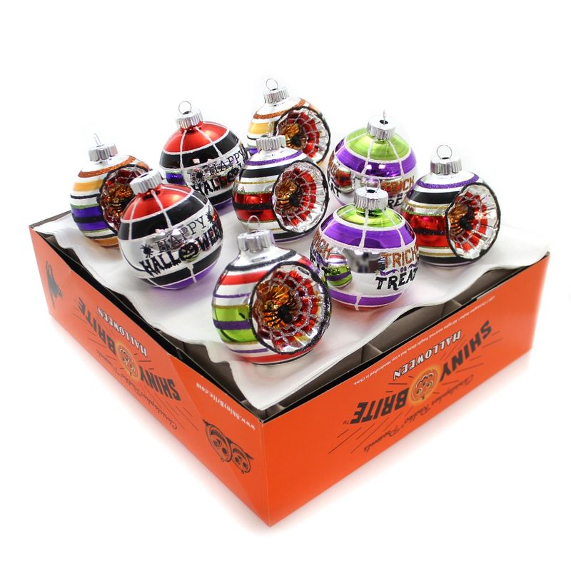 Shiny Brite 2.75" Rounds W/Spider Web Reflectors Halloween Shiny Brite  -  Tree Ornaments