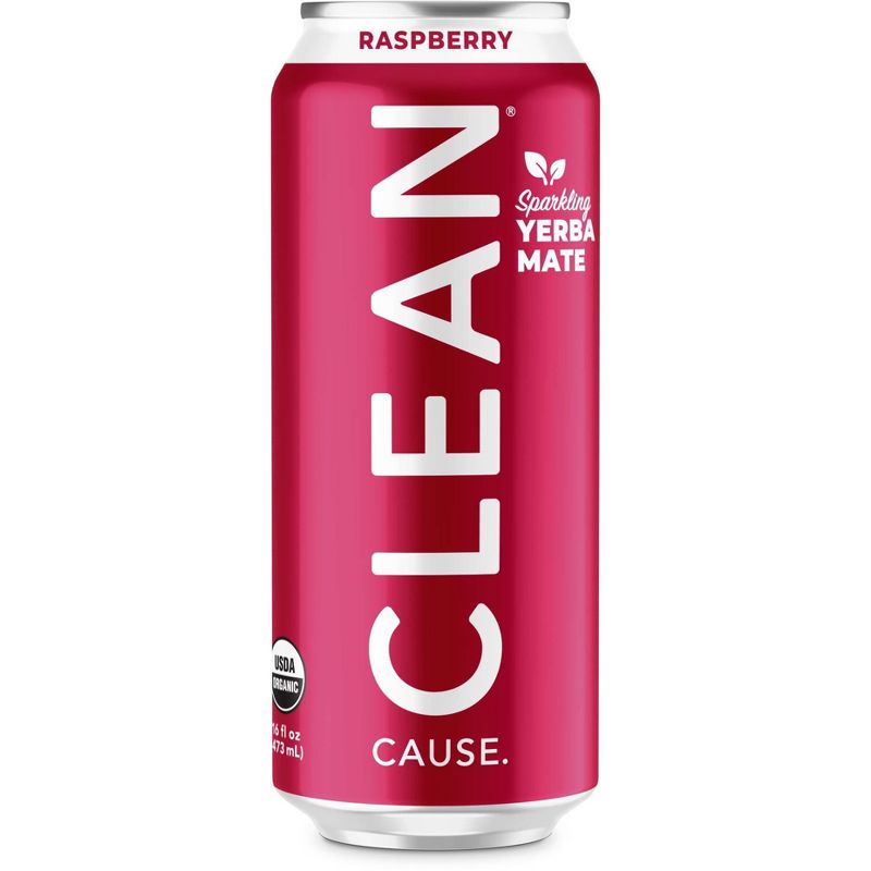 Clean Cause Sparkling Yerba Mate Raspberry - 16 fl oz Can