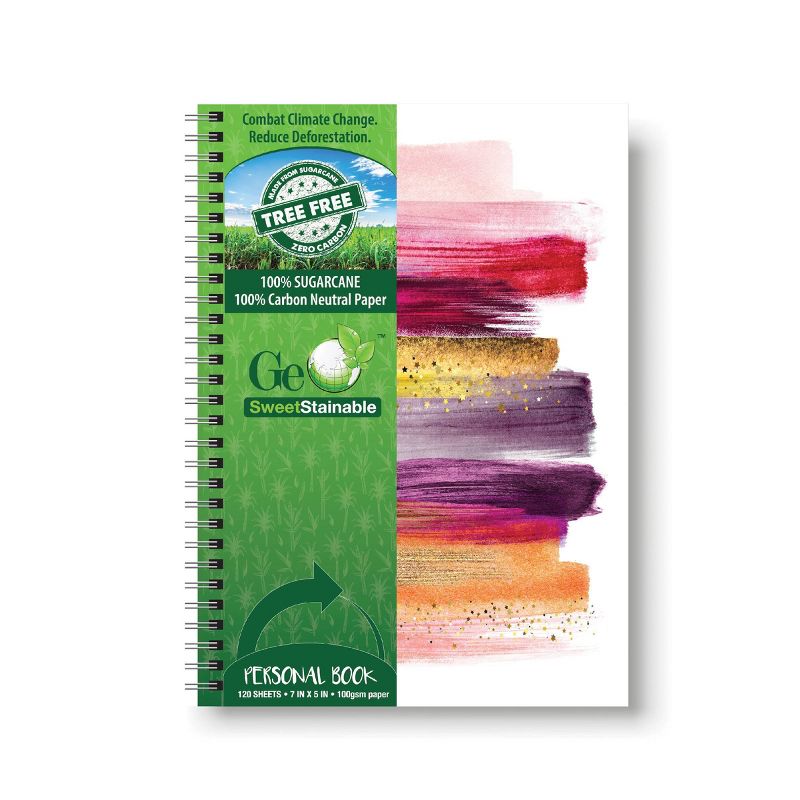 120 sheet 1 Subject Spiral Notebook 7"x5" Twisted Collection Colorful Brush Strokes 100% Tree Free - Geo SweetStainable