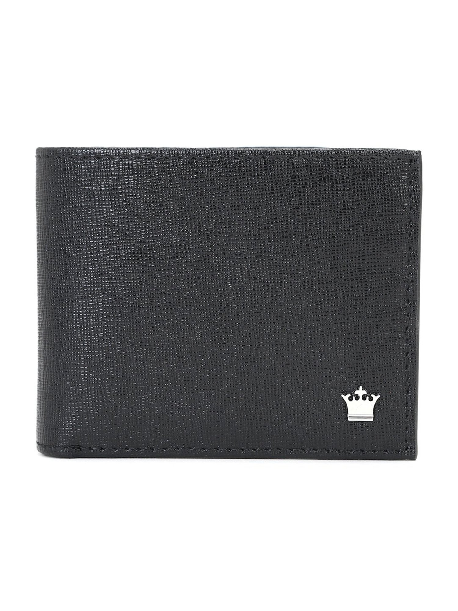 Louis Philippe Black Textured Leather Bi-Fold Wallet for Men