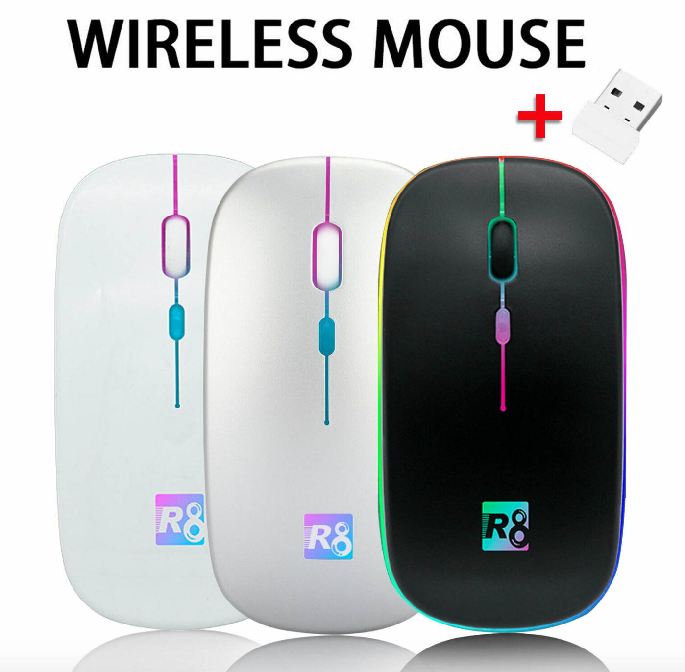 2.4GHz Wireless Mouse Optical Mice Rechargeable Cordless For Macbook Pro Laptop