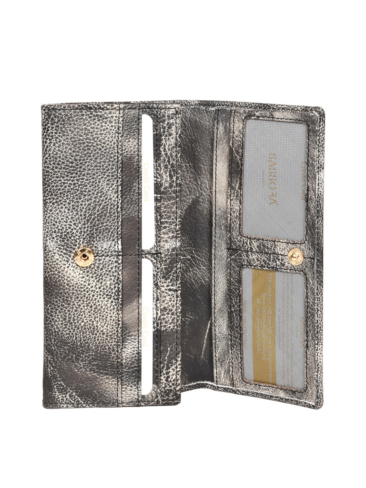 SASSORA Black Textured Rfid Wallet for Women