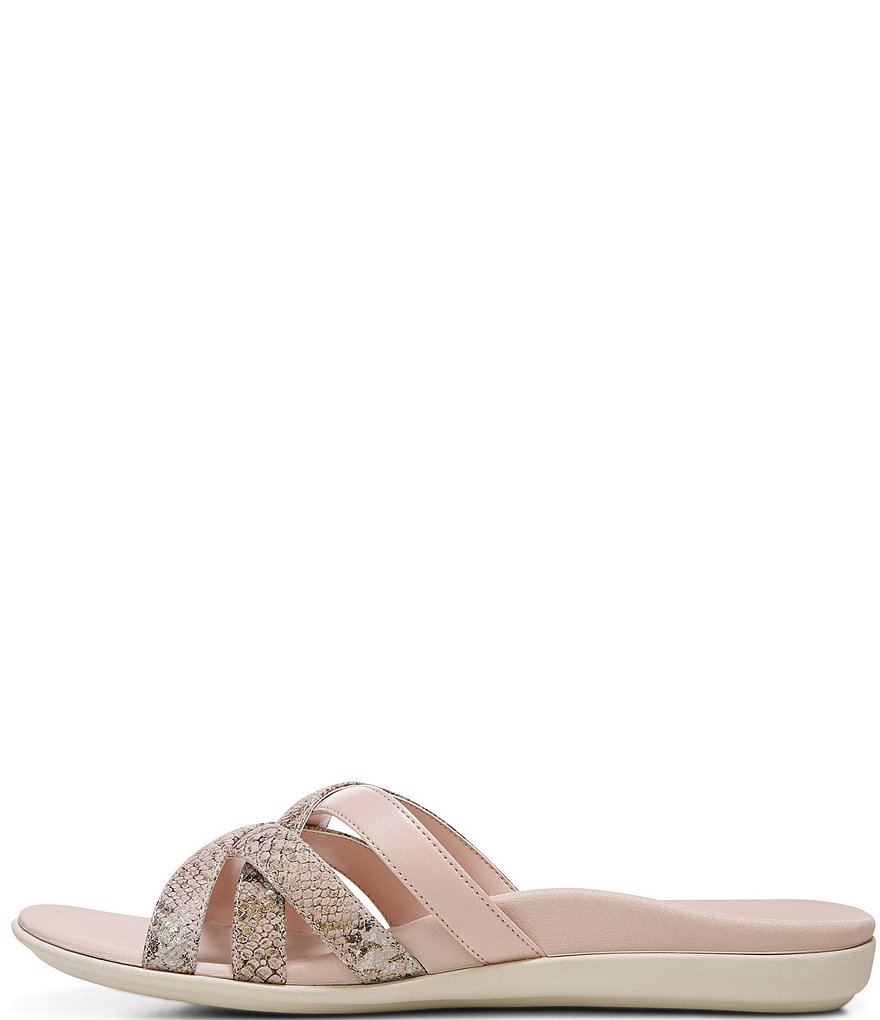Vionic Dava Snake Print Leather Slide Sandals