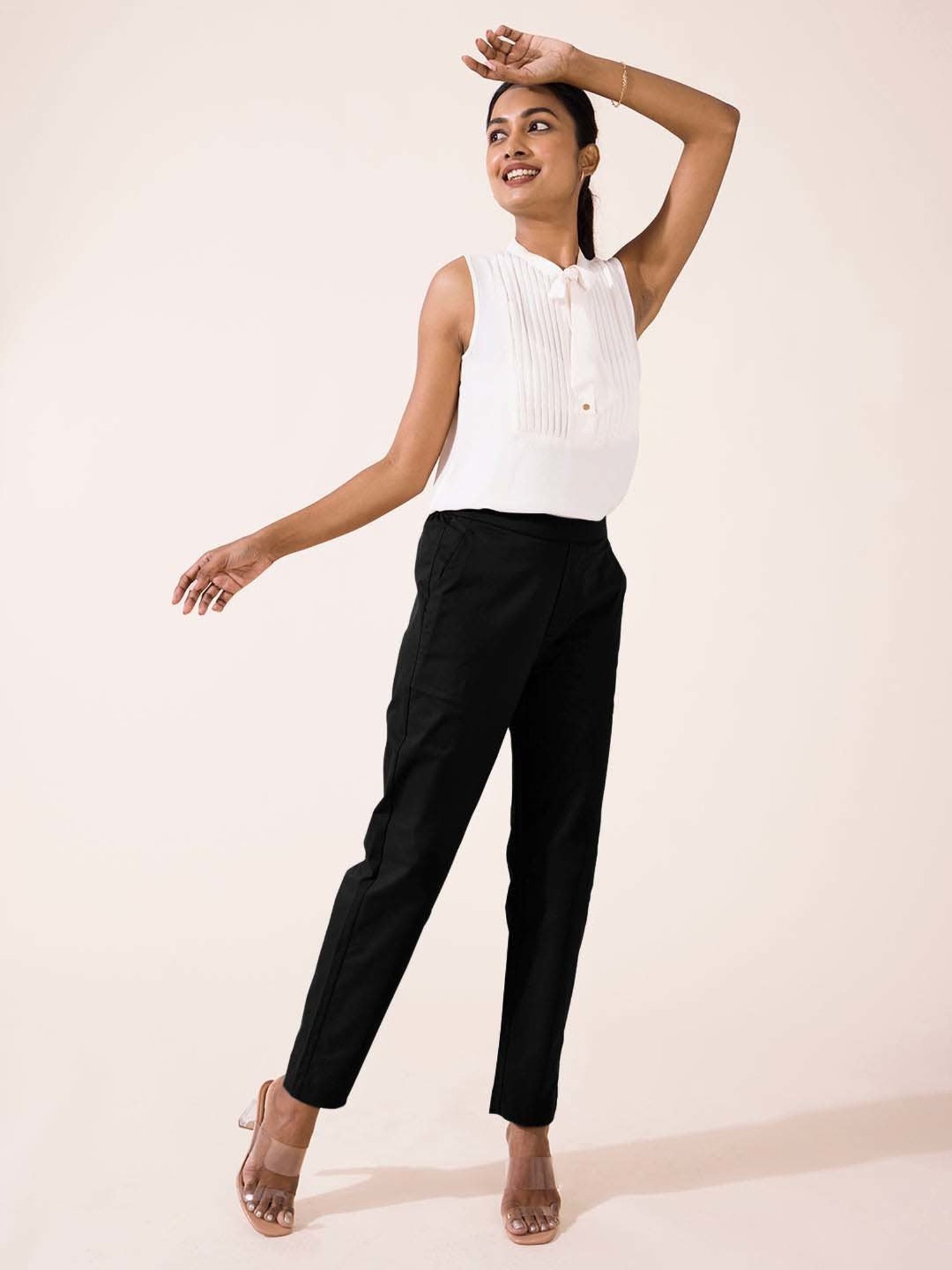Go Colors! Black Mid Rise Formal Trousers
