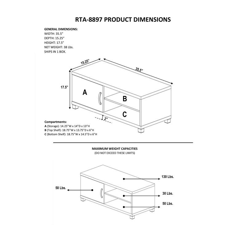 TV Stand Black 40" - Techni Mobili