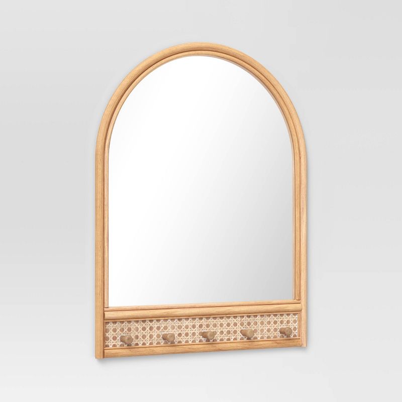 18" x 24" Rattan and Caning Decorative Wall Mirror with Hooks - Opalhouse™