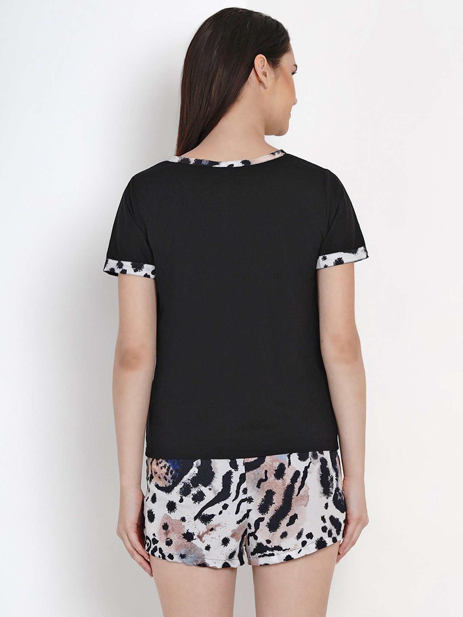 Erotissch Black & White Animal Print Top Shorts Set