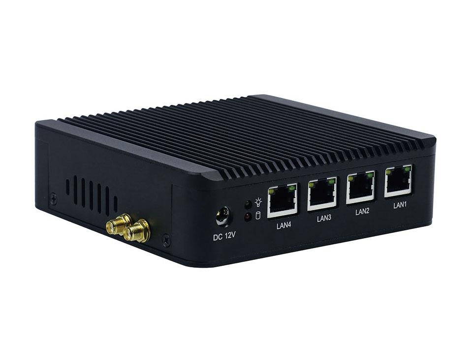 Firewall Micro Appliance/Fanless Mini PC with Intel Celeron J1900 Quad Core, 4 LAN Ports, 8GB RAM 128GB mSATA SSD