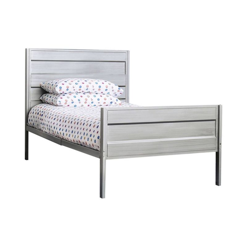 Estreda Platform Twin Hand-Brushed Bed Silver - miBasics