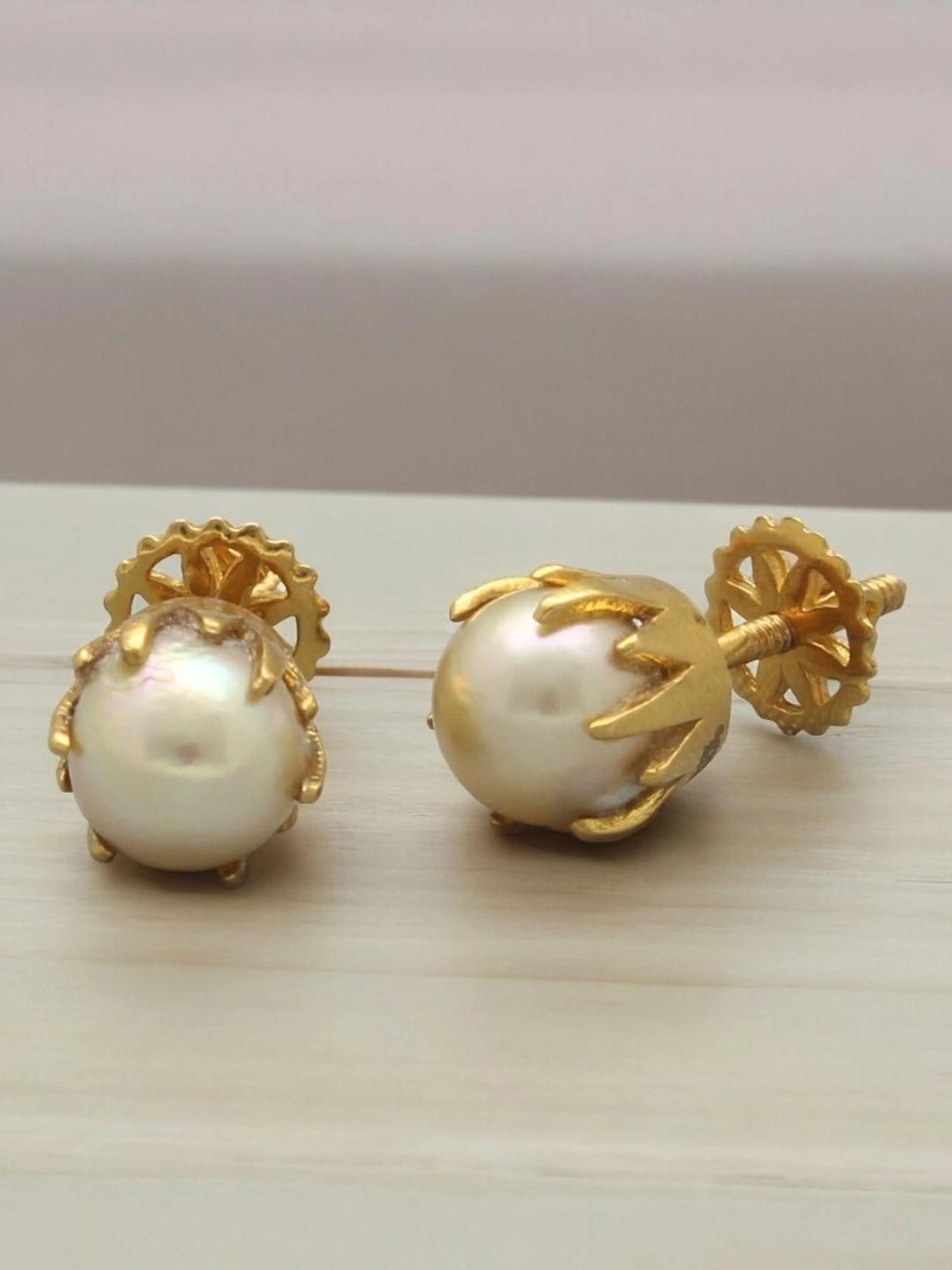 Sri Jagdamba Pearls 22k Bali Gold Earrings