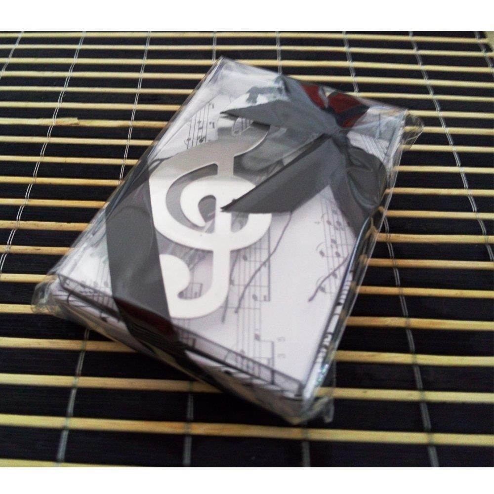 Pack of 10 Hollow Musical Notes Bookmarks Metal With Mini Greeting Cards Tassels Pendant Gifts Wedding Favors by Fascola