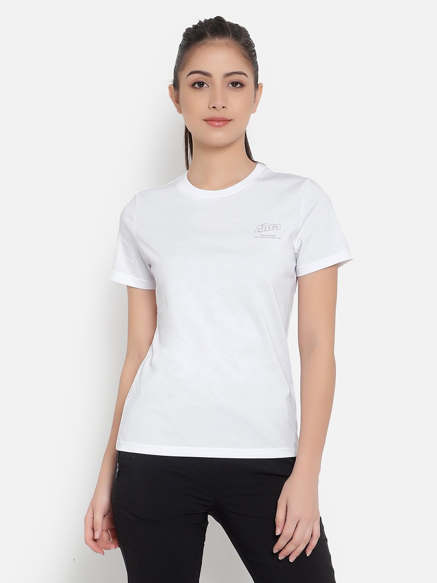 Anta White Cotton Sports T-Shirt