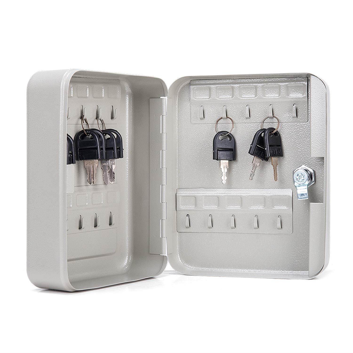 CO-Z Carbon Steel Key Cabinet Storage Box Organizer for Keys with Mechanical Lock 2 keys (white for 20 keys)