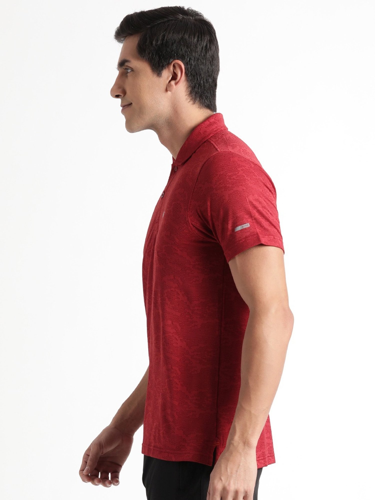 Wildcraft Maroon  Regular Fit Printed Sports T-Shirt