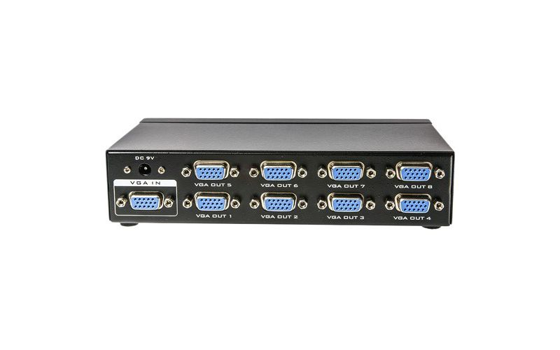 4XEM 8-Port VGA Splitter 350 MHz - 350 MHz to 350 MHz - 2048 x 1536 - 213 ft Maximum Operating Distance - VGA In - VGA Out