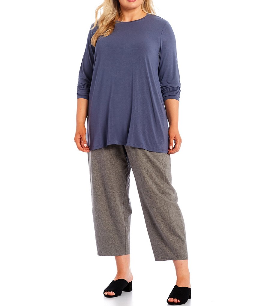 Eileen Fisher Plus Size Fine Stretch Jersey Knit Crew Neck Long Sleeve Tunic