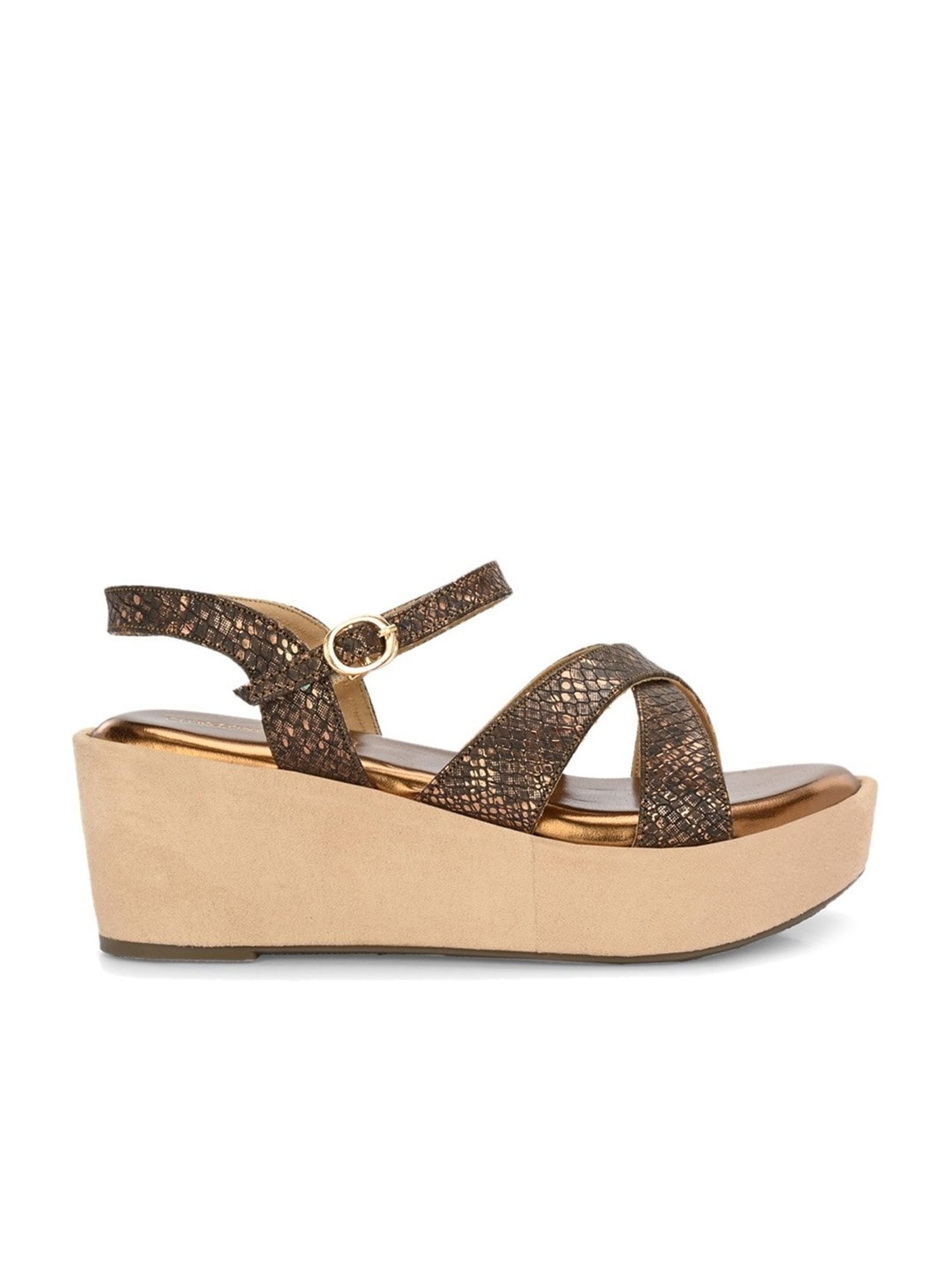 Clog London Women's Copper Ankle Strap Wedges