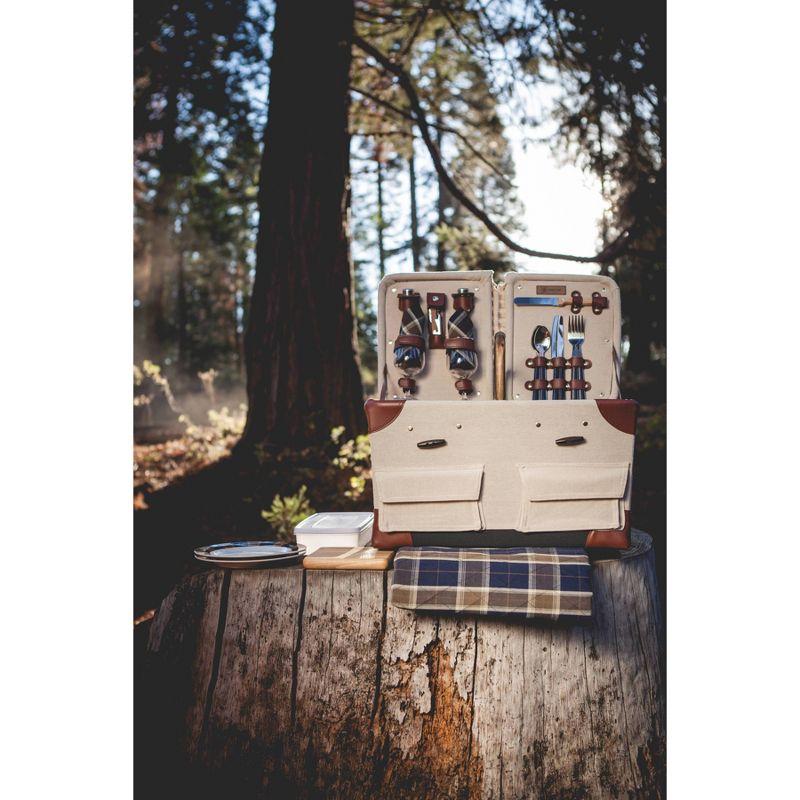 Picnic at Ascot Insulated Picnic Basket/Cooler Fully Equipped with Service for 2 - Trellis Green