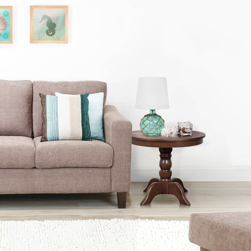 Buoy Rope Nautical Netted Coastal Sea Glass Table Lamp Aqua - Elegant Designs