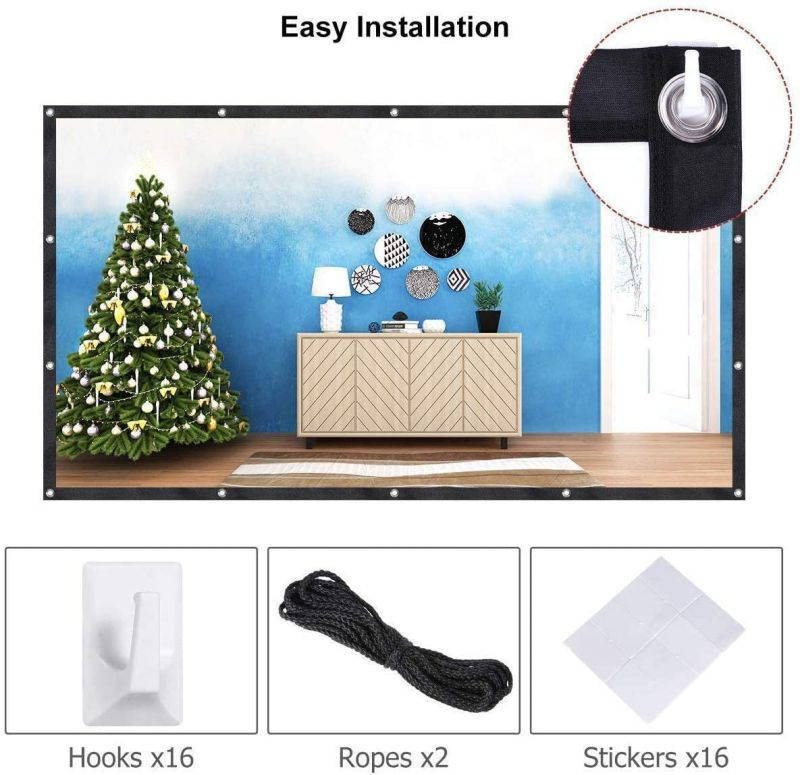 HOMEMAXS Projector Screen 120 Inch,Portable Movie Screen for Outdoor Indoor,4K 16:9 HD Foldable Wrinkle-Free Projection Screen(1.1 GAIN,160&deg;Viewing),Support Front Rear Projection