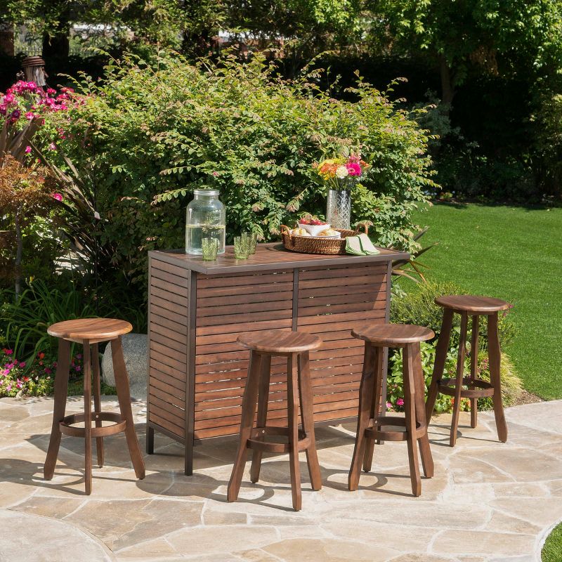 Toranto 3pc All-Weather Wicker Bar Island Set - Brown - Christopher Knight Home