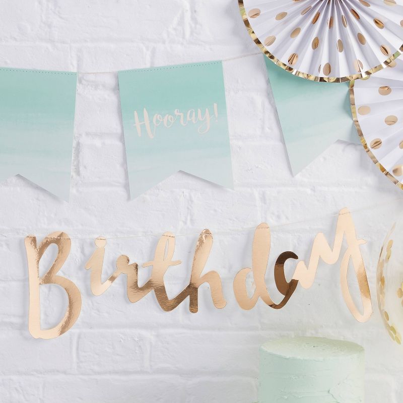 "Hooray" Bunting Ombre/Mint Green
