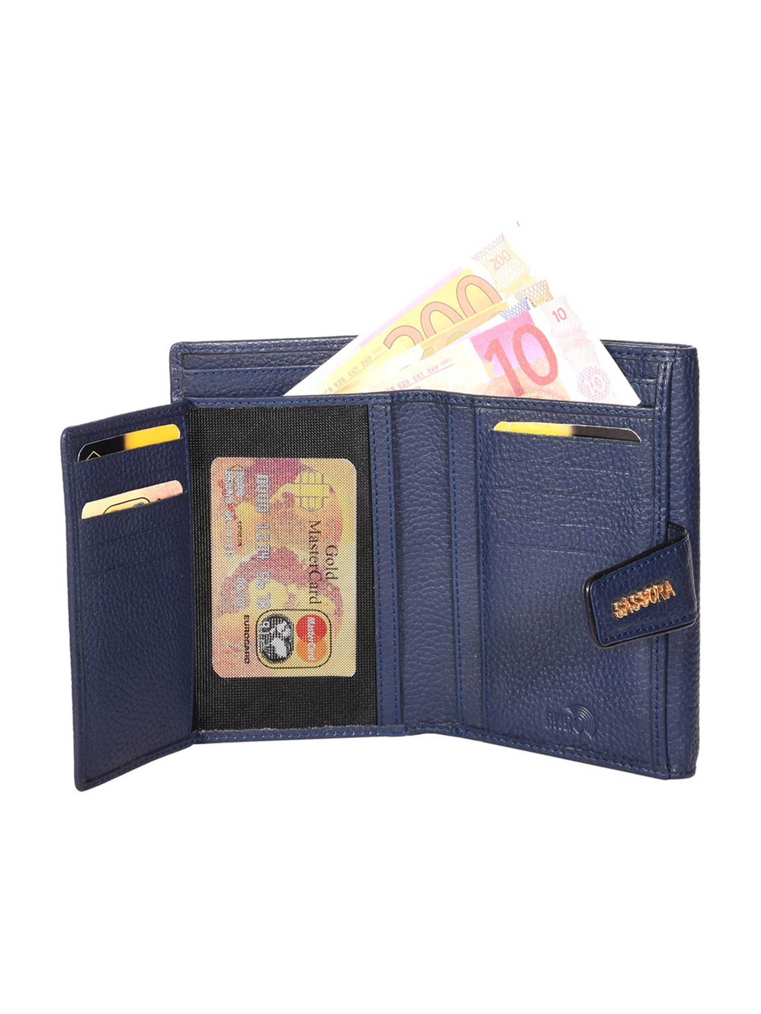 Sassora Lyla Navy Blue Medium Leather Wallet for Women