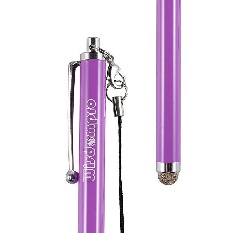 Stylus 48 Inch Universal Microfiber Mesh Tip Styli with 2pcs Replacement Tips and Tether for Capacitive Touch Screen iPad Tablet iPhone Samsung Galaxy Note Tab and More Purple
