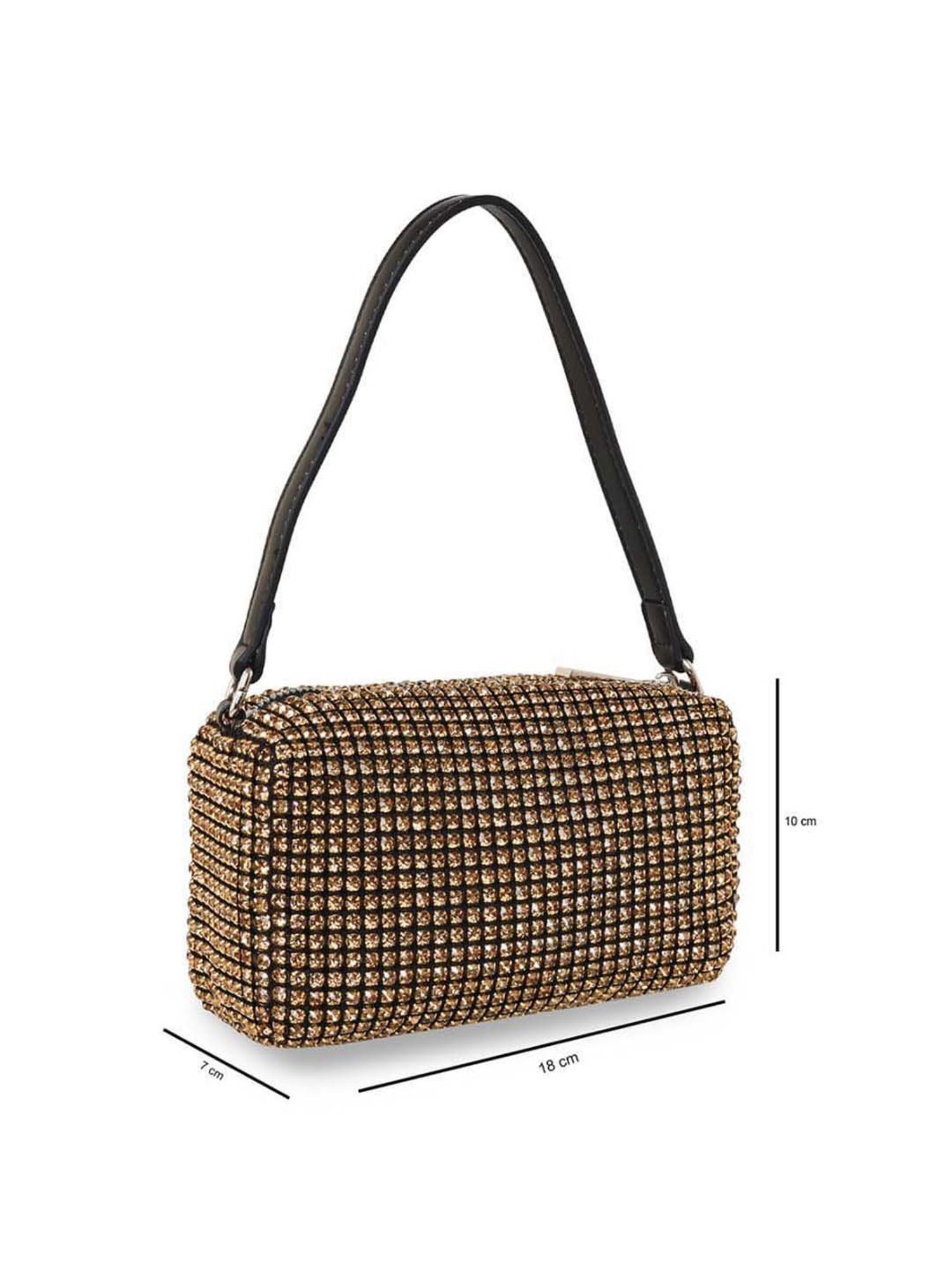 Esbeda Golden Embellished Small Sling Handbag