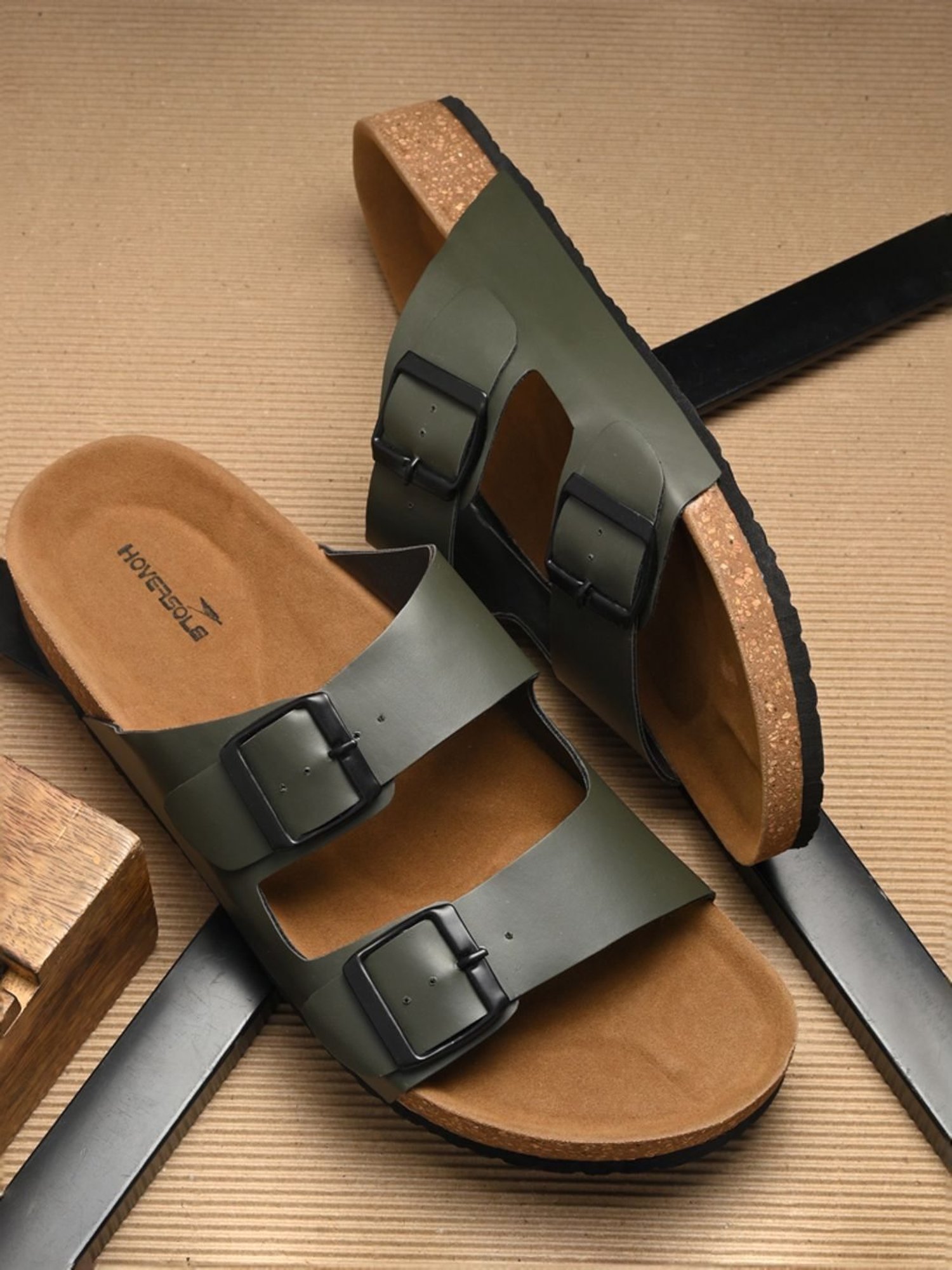 Hoversole Men's Olive Cork Casual Sandals