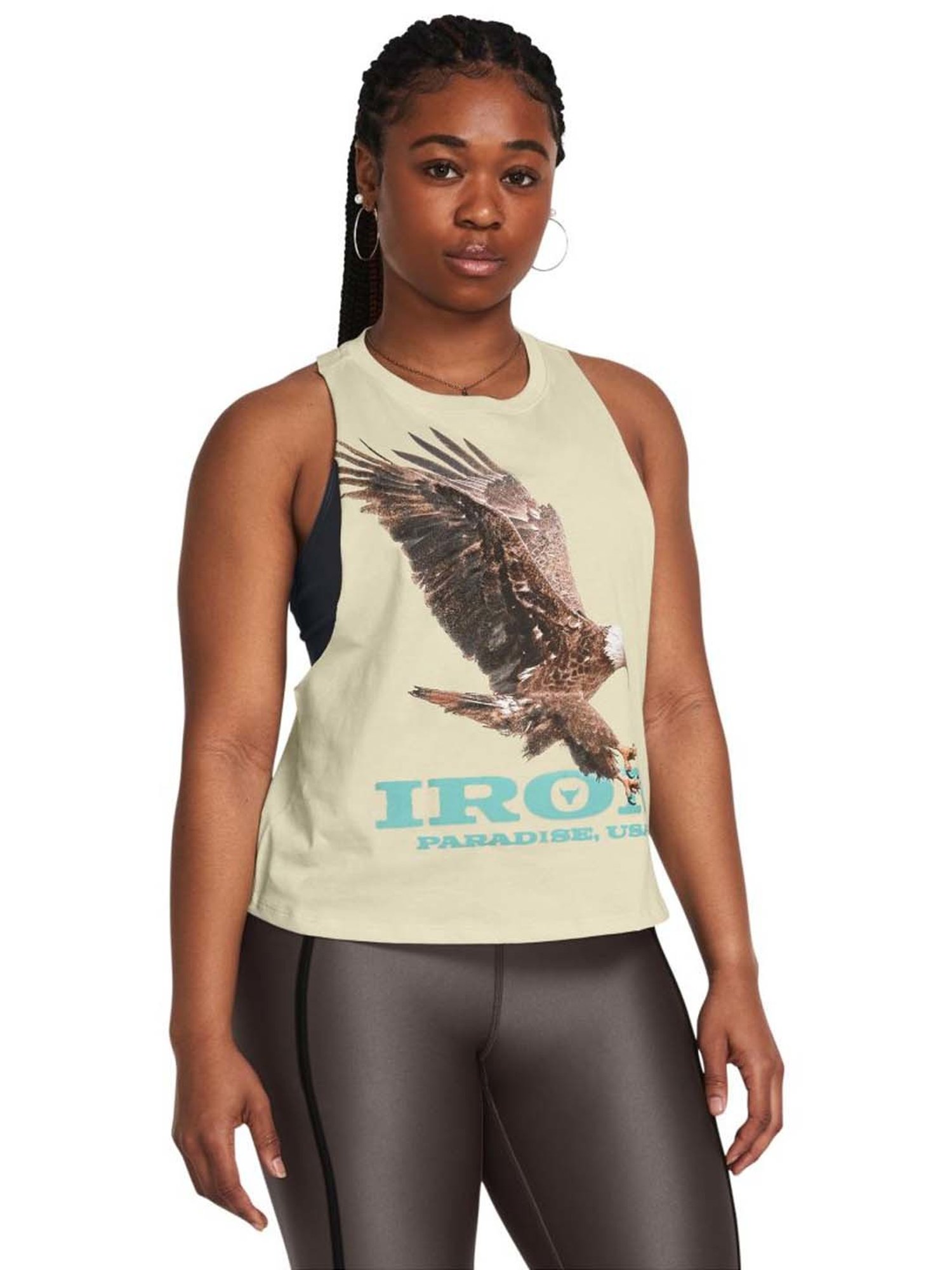 UNDER ARMOUR Cream Printed Sports Tank Top