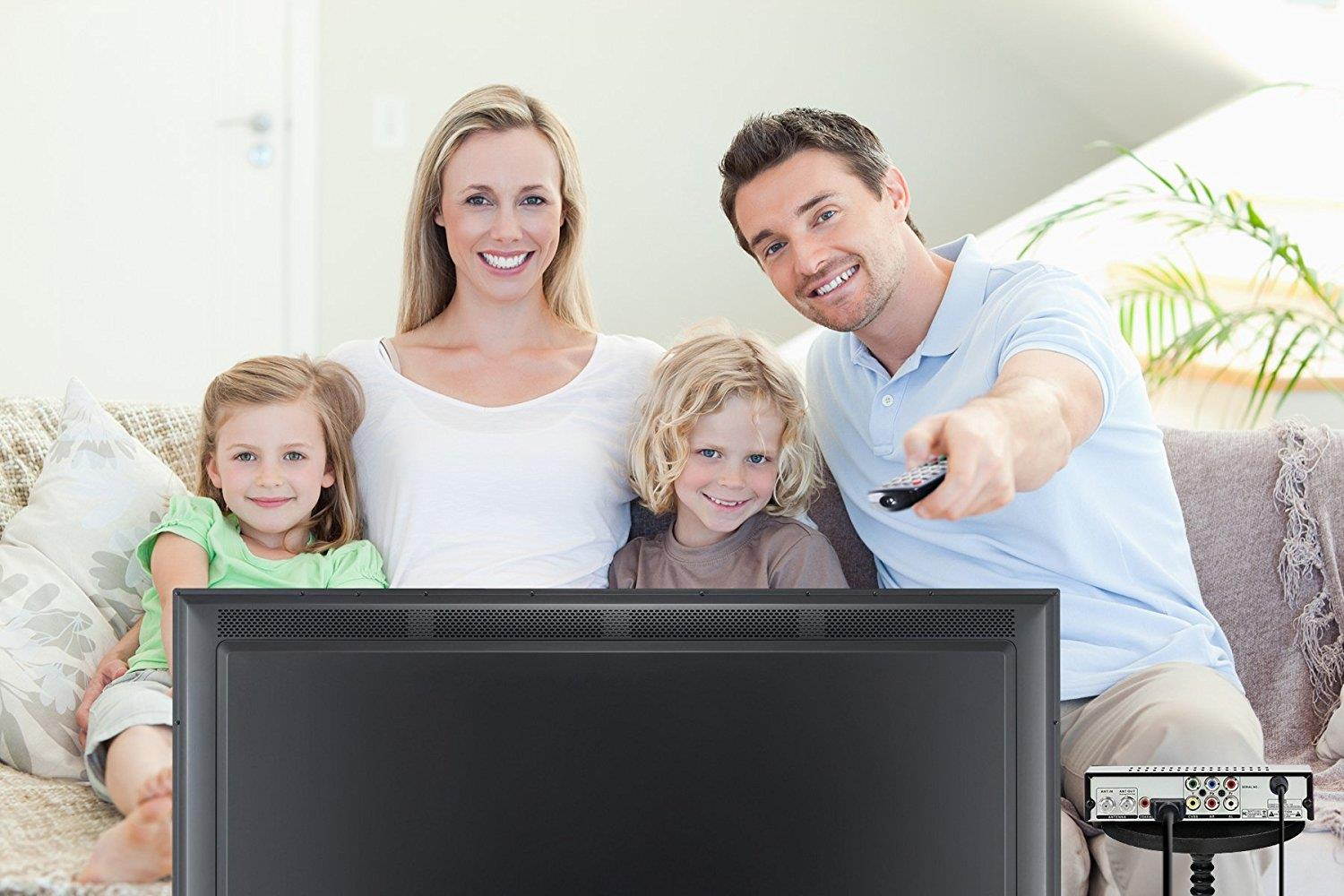 eXuby Digital Converter Box for TV w/ Antenna and Coaxial Cable  for Recording and Viewing Full HD Digital Channels FREE (Instant or Scheduled Recording, 1080P HDTV, HDMI Output, 7 Day Program Guide)