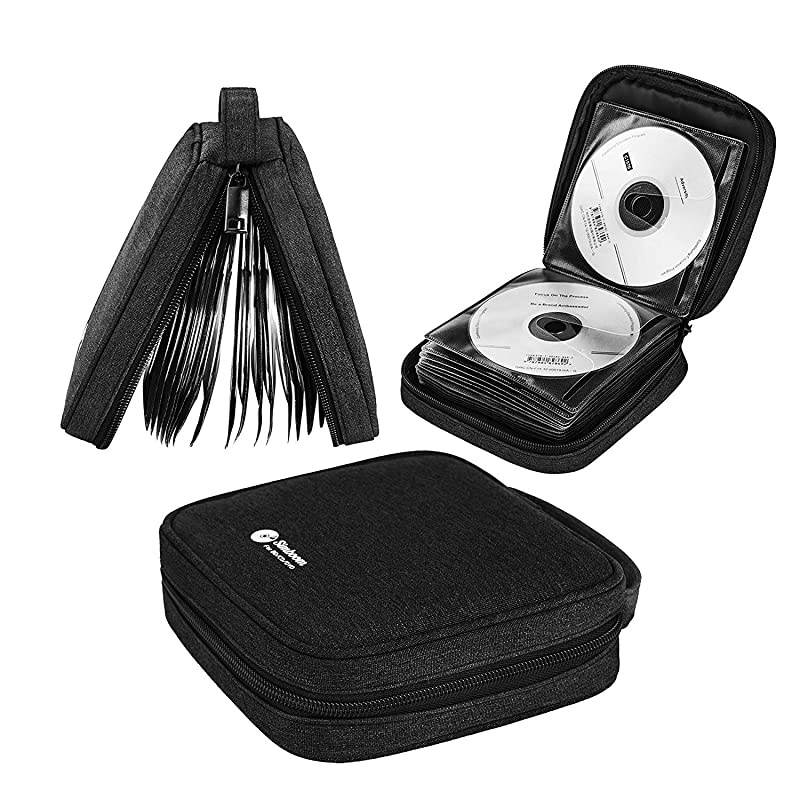 DVD Case  Disc Storage Wallet 32 Capacity Nylon CDDVD Holder Organizer Bag for Car Travel Black