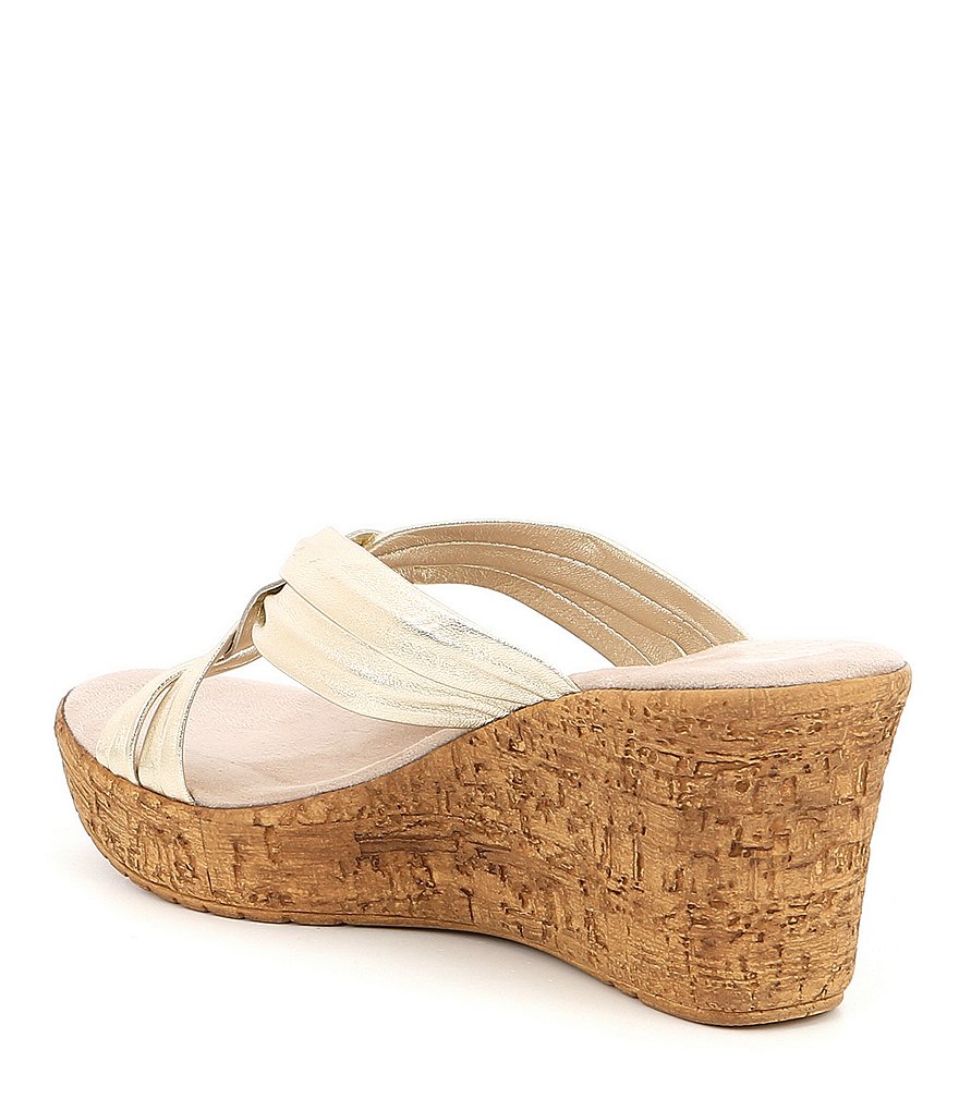 Onex Bethany Leather Wedge Slide Sandals