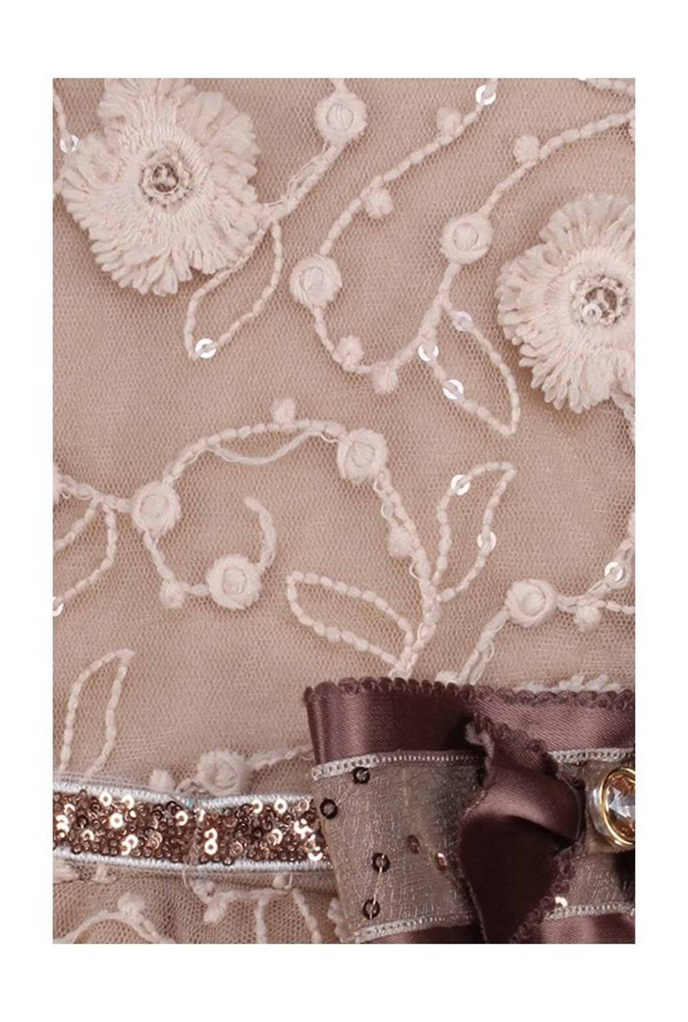 Cutecumber Kids Brown Embroidered Dress With Hairband