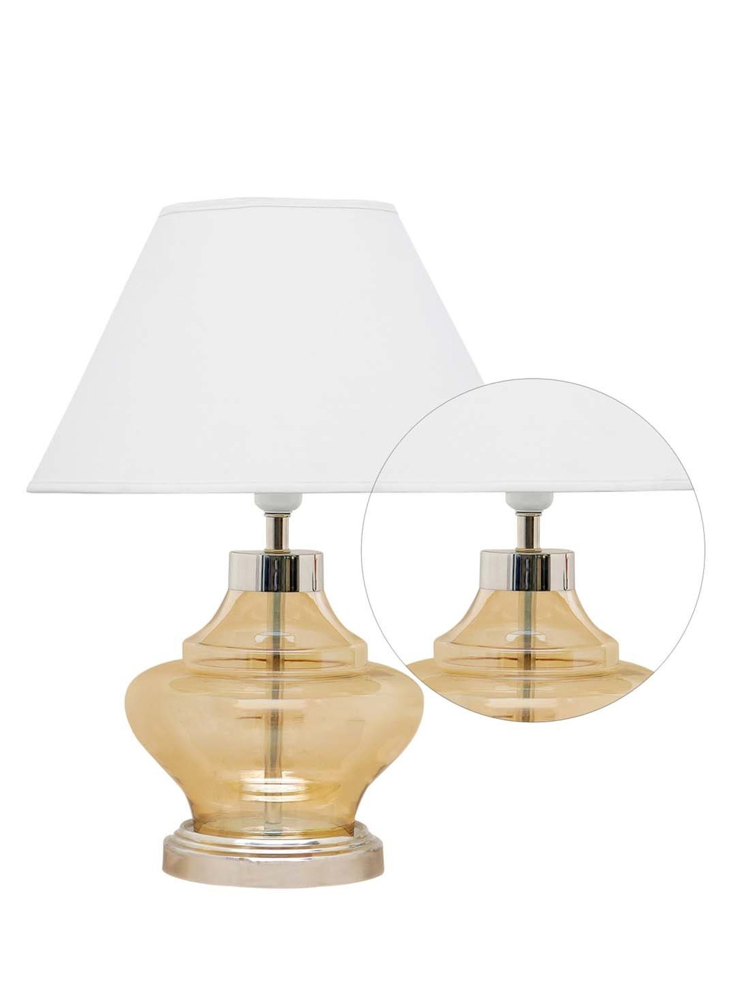 Kapoor E Illuminations 'Arnie' White & Antique Gold Glass Table Lamp - Set of 1