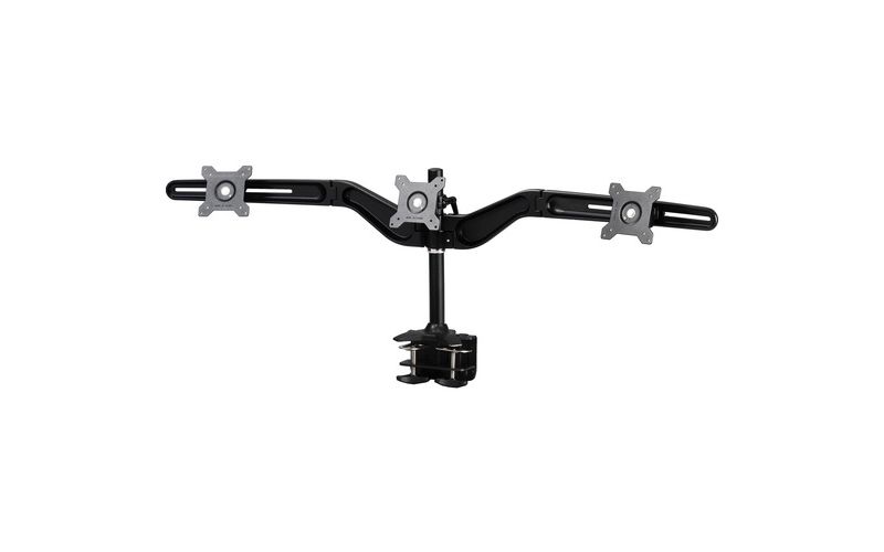 Amer Mounts Clamp Based Triple Monitor Mount for three 15"-24" LCD/LED Flat Panel Screens