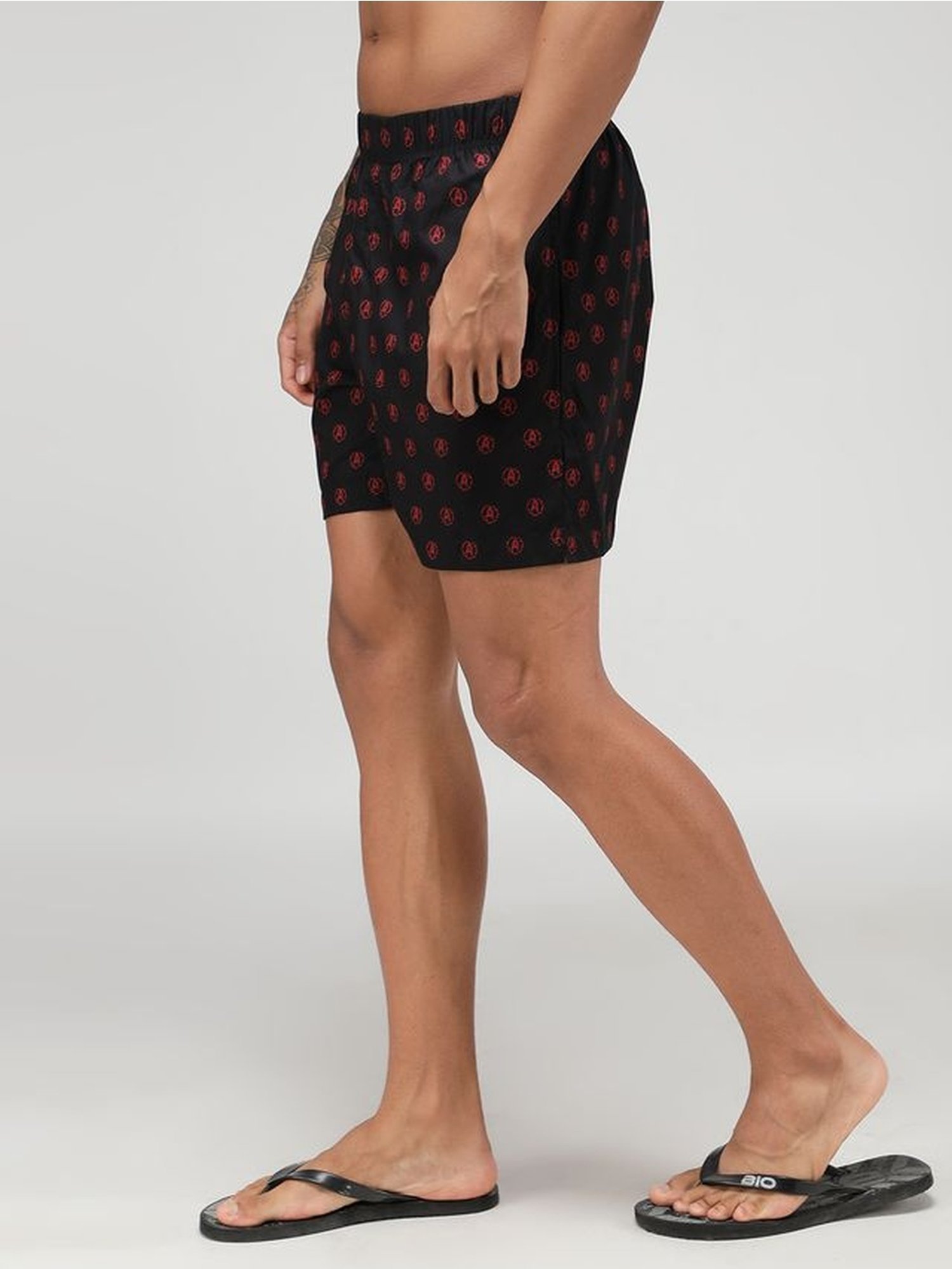 Zoiro Black Cotton Regular Fit Printed Boxers
