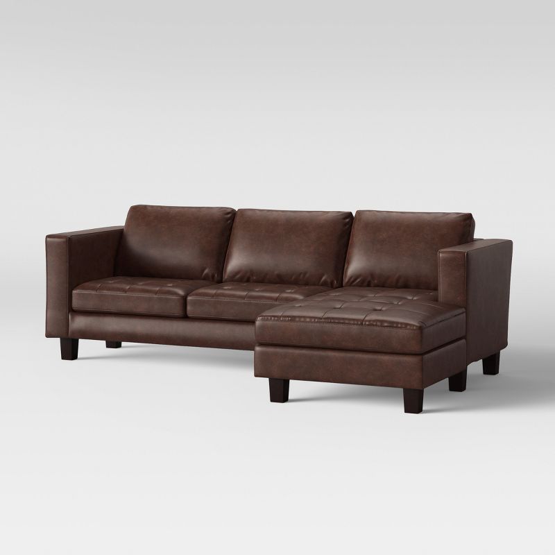 Edgemere Sectional Sofa and Large Ottoman Faux Leather Brown - Project 62™