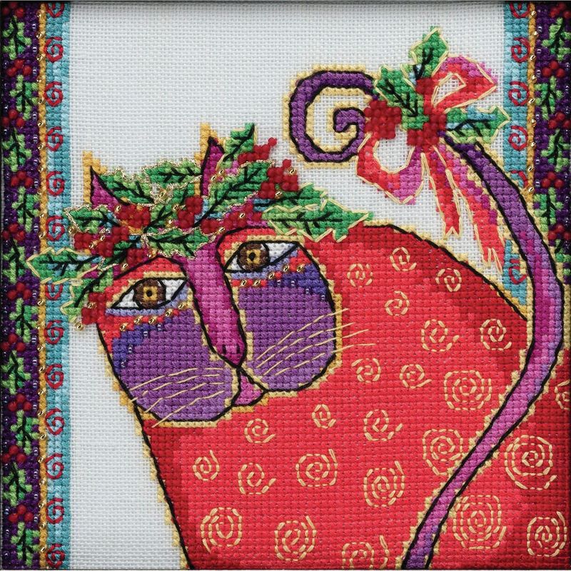 Mill Hill/Laurel Burch Counted Cross Stitch Kit 5.5"X5.5"-Christmas Kitten (28 Count)