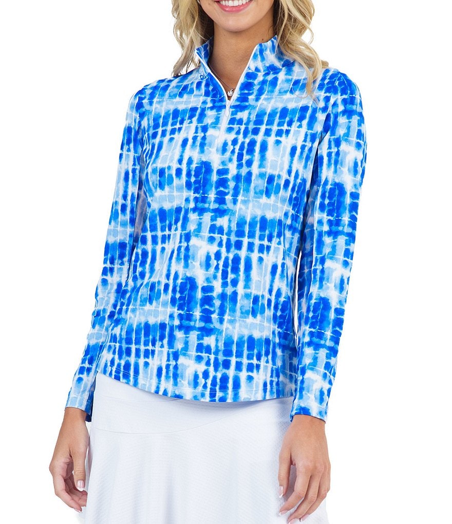 IBKUL Rue Print Long Sleeve Mock Neck Top